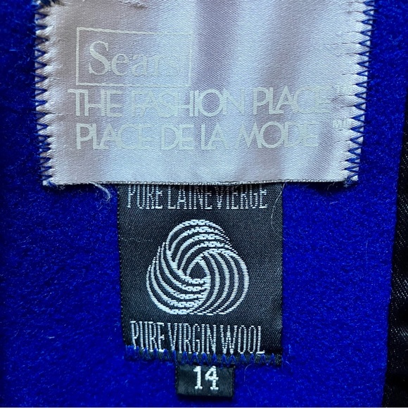 STUNNING Vintage Royal Blue Pure Virgin Wool Long Line Coat with shoulder pads - Picture 9 of 9